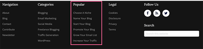 4.3.3 Important links included in footer
